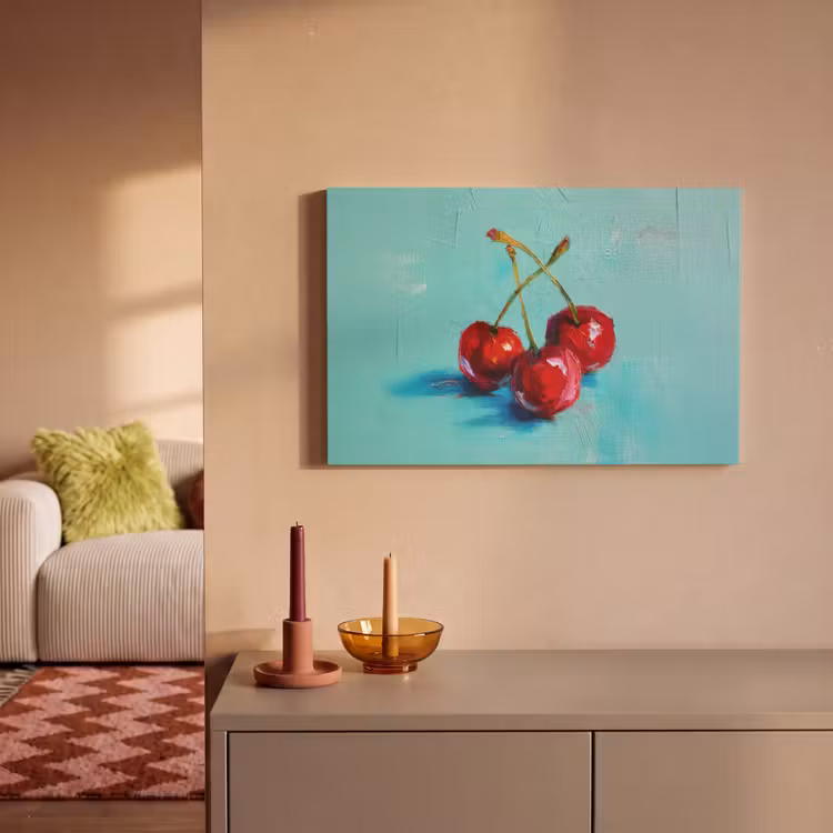 Canvas schilderij - Kersen - Rood - Drie - Geverfd — 2