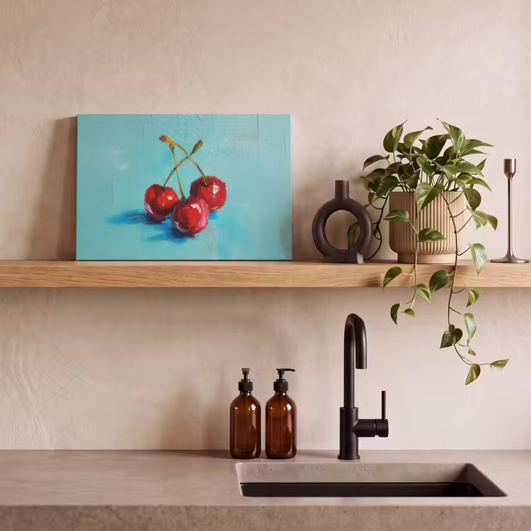Canvas schilderij - Kersen - Rood - Drie - Geverfd — 3