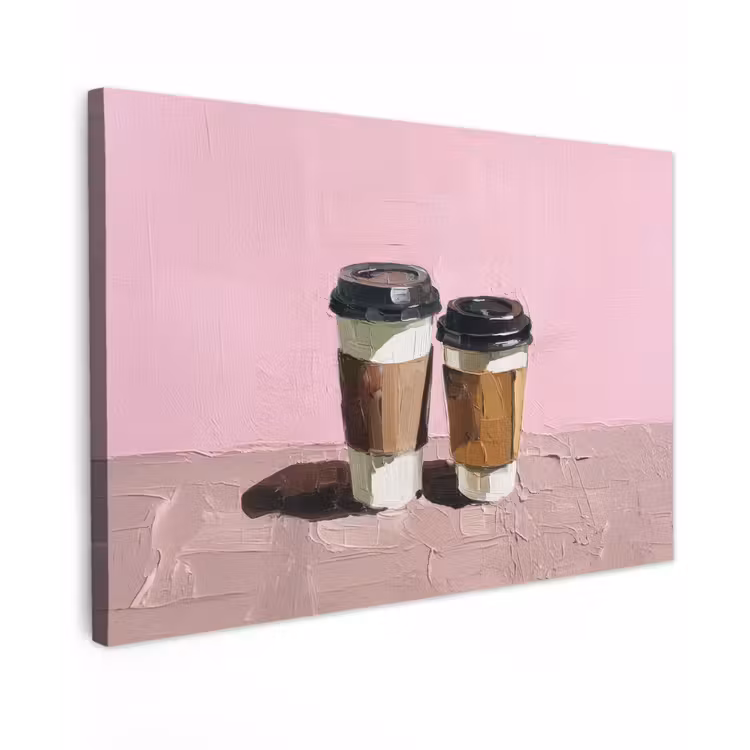 Canvas schilderij - Koffiebekers - Deksel - Verf - Textuur — 1