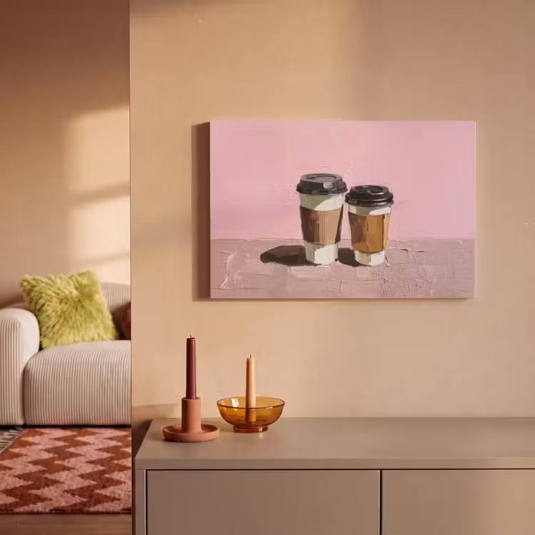 Canvas schilderij - Koffiebekers - Deksel - Verf - Textuur — 2
