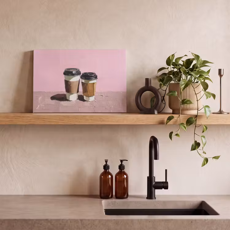 Canvas schilderij - Koffiebekers - Deksel - Verf - Textuur — 3