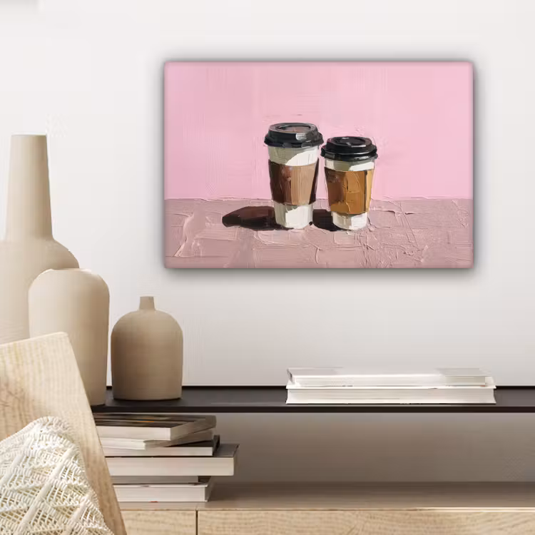 Canvas schilderij - Koffiebekers - Deksel - Verf - Textuur — 5