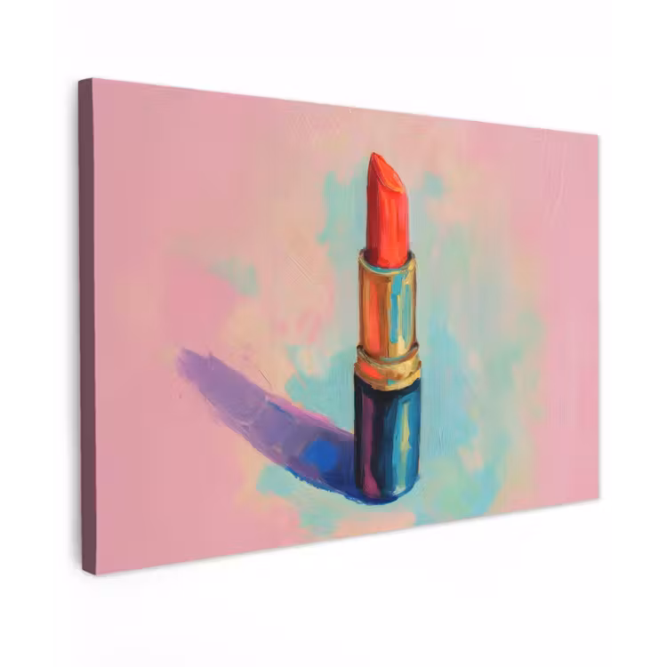 Canvas schilderij - Lippenstift - Rood - Penseelstreken — 1