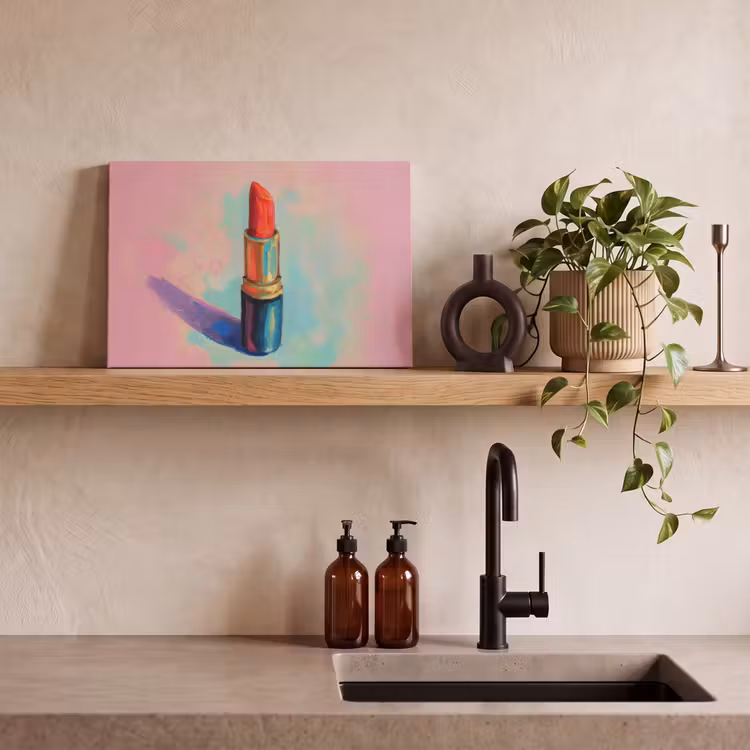 Canvas schilderij - Lippenstift - Rood - Penseelstreken — 3