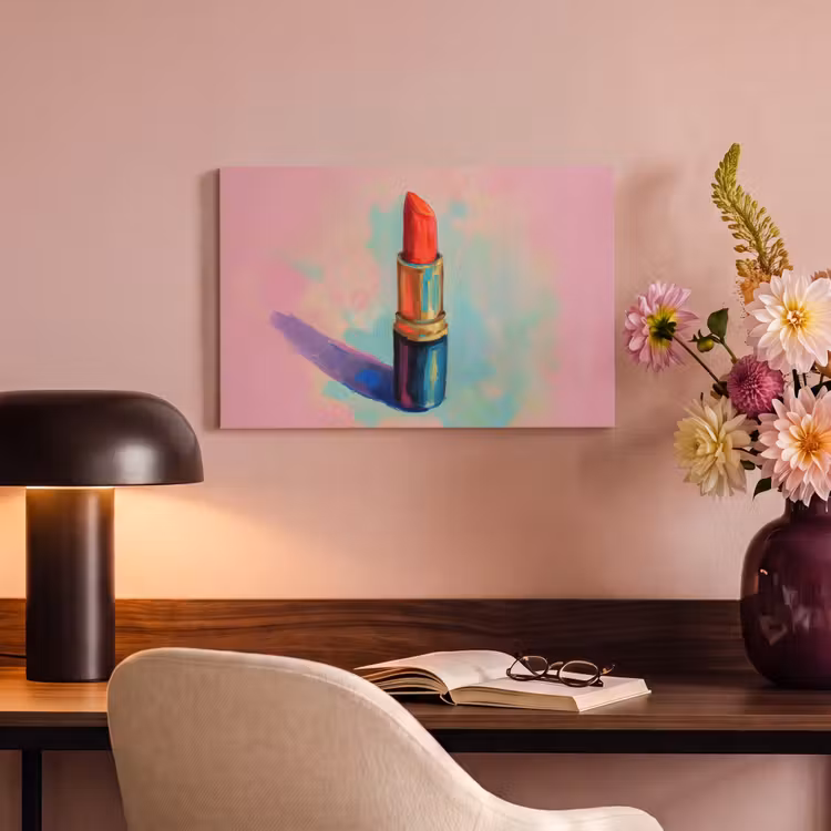 Canvas schilderij - Lippenstift - Rood - Penseelstreken — 4
