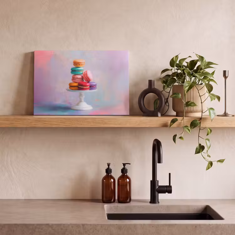 Canvas schilderij - Macarons - Schaal - Pastel - Kleurrijk — 3