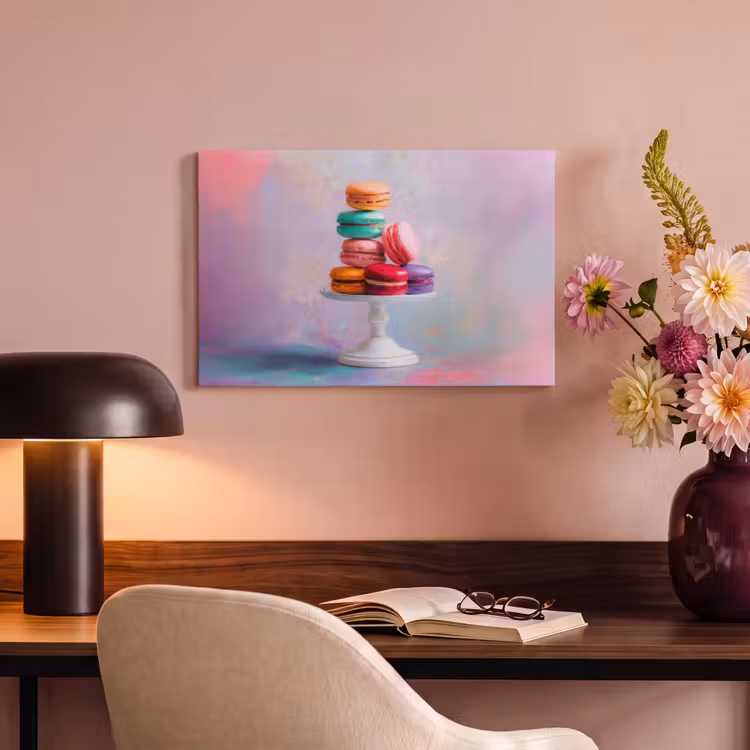 Canvas schilderij - Macarons - Schaal - Pastel - Kleurrijk — 4