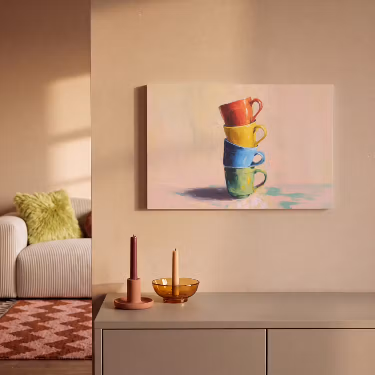 Canvas schilderij - Mokken - Gestapeld - Keramiek - Kleurrijk — 2