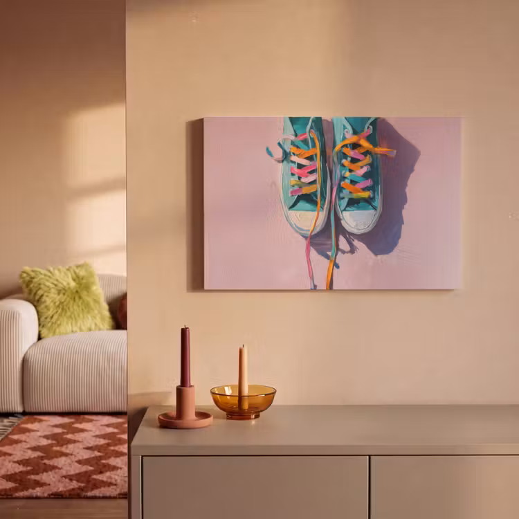 Canvas schilderij - Sneakers - Veters - Kleurrijk - Schaduw — 2