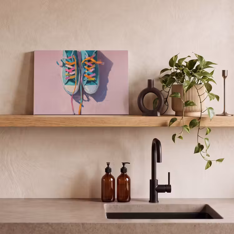 Canvas schilderij - Sneakers - Veters - Kleurrijk - Schaduw — 3