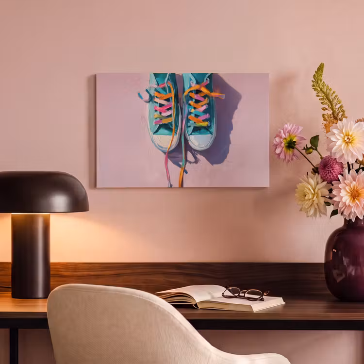 Canvas schilderij - Sneakers - Veters - Kleurrijk - Schaduw — 4