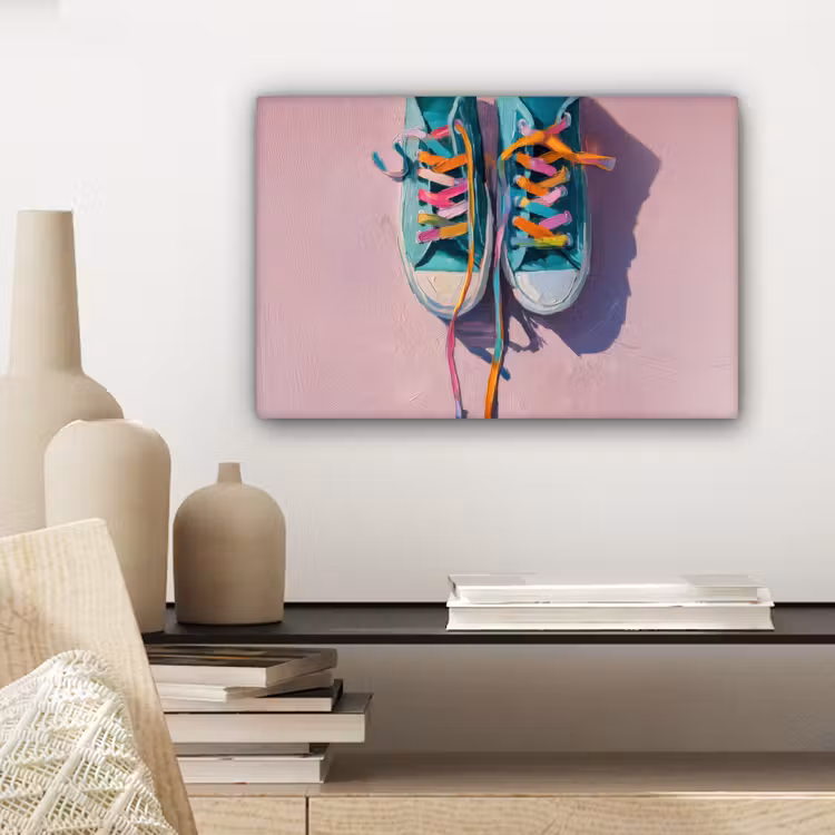 Canvas schilderij - Sneakers - Veters - Kleurrijk - Schaduw — 5