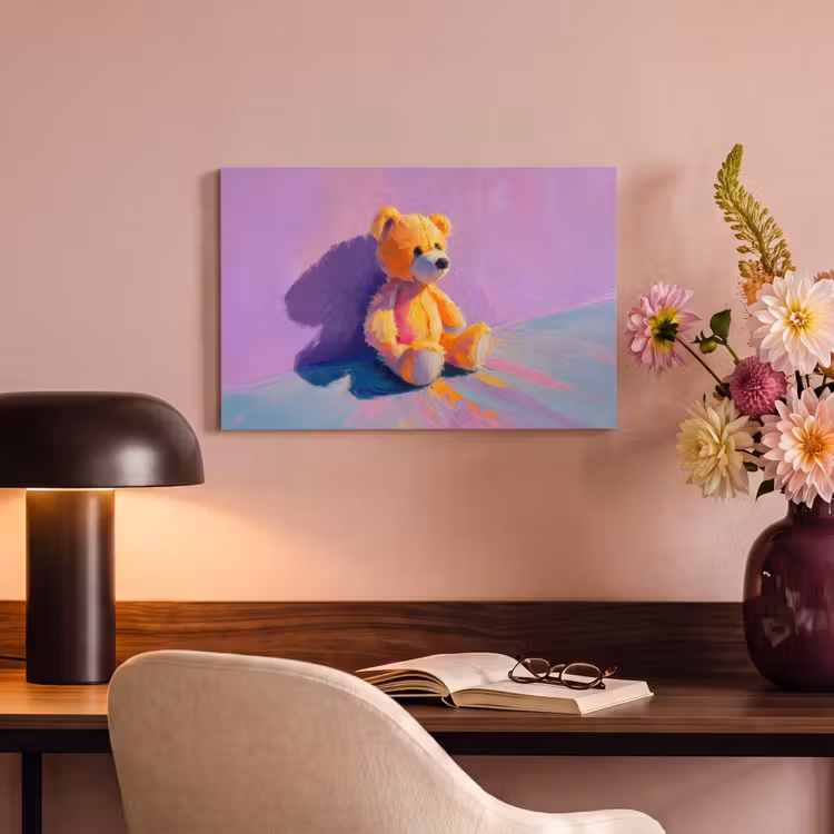 Canvas schilderij - Teddybeer - Schaduw - Penseelstreken - Paars — 4