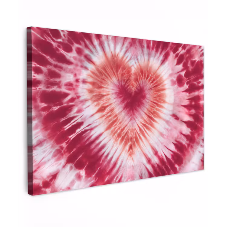 Canvas schilderij - Hartvorm - Roze - Tie dye — 1