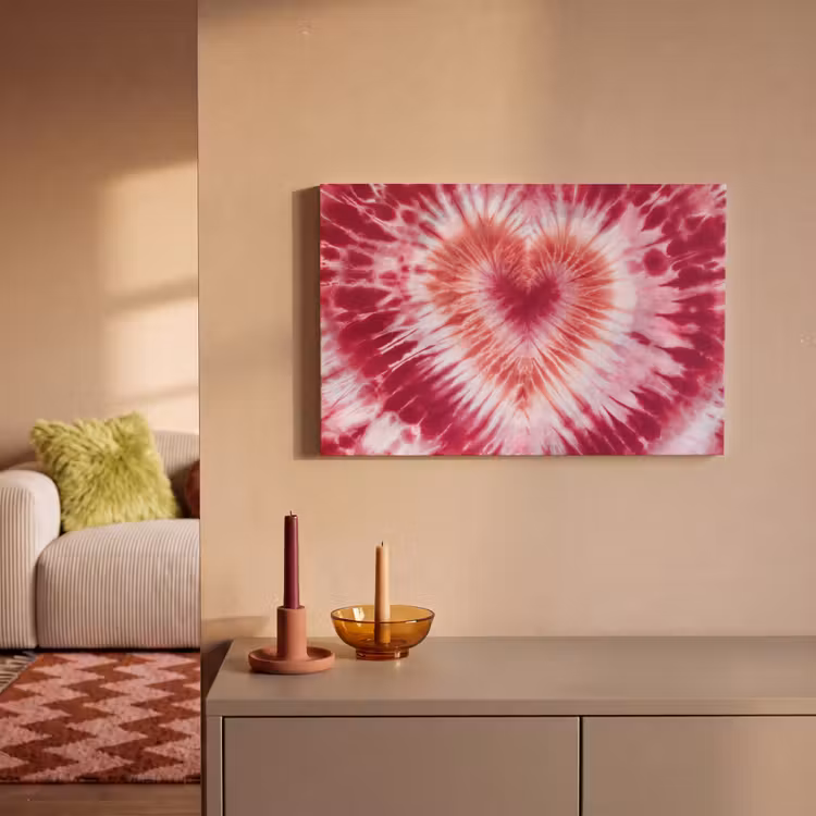 Canvas schilderij - Hartvorm - Roze - Tie dye — 2