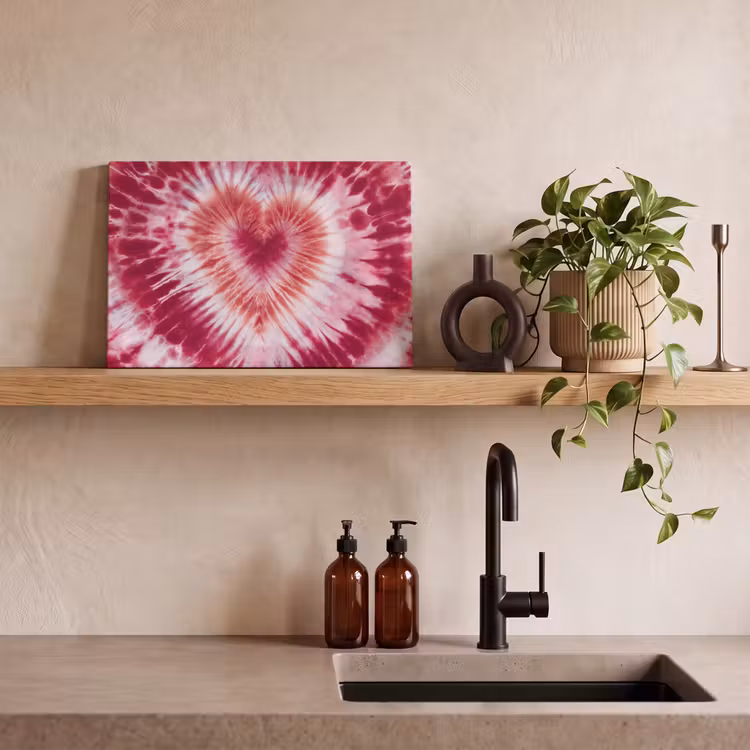 Canvas schilderij - Hartvorm - Roze - Tie dye — 3