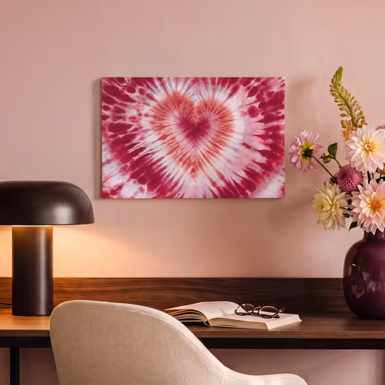 Canvas schilderij - Hartvorm - Roze - Tie dye — 4