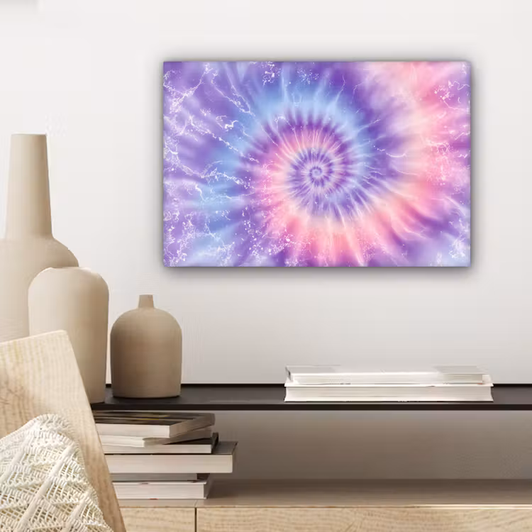 Canvas schilderij - Pasteltinten - Paars - Spiraal - Marmer — 5