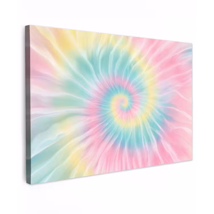 Canvas schilderij - Pasteltinten - Tie dye - Roze — 1