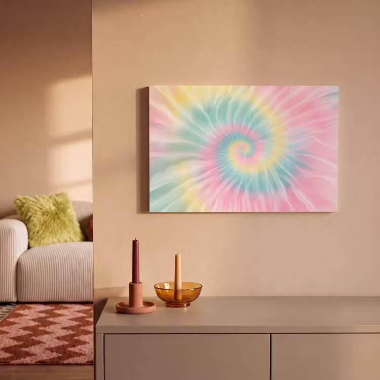 Canvas schilderij - Pasteltinten - Tie dye - Roze — 2