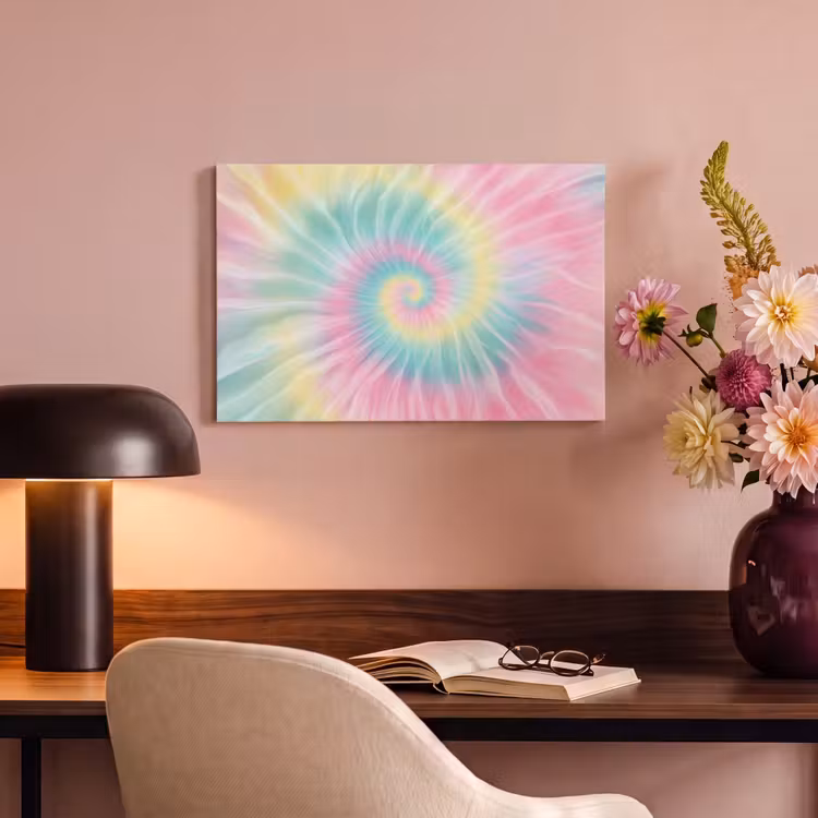 Canvas schilderij - Pasteltinten - Tie dye - Roze — 4