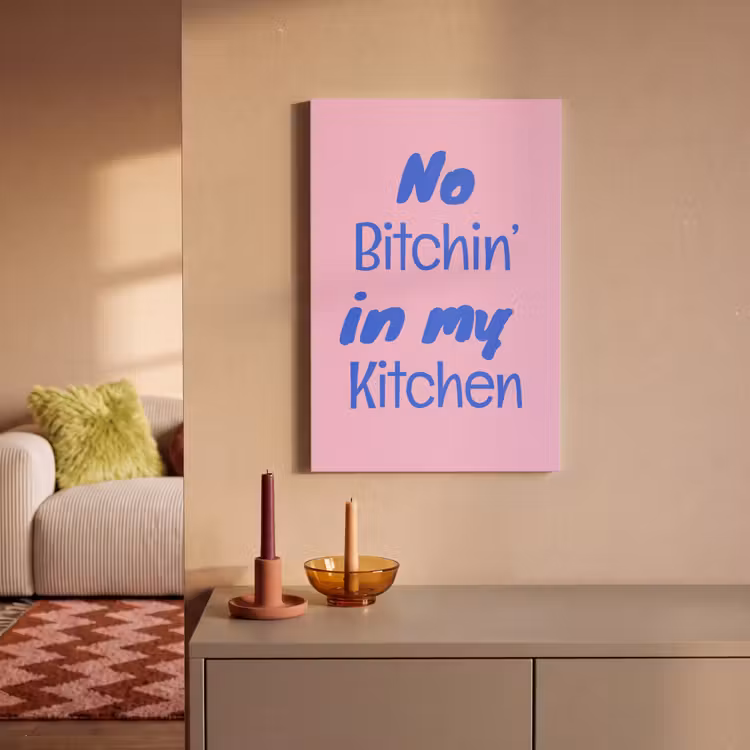 Canvas schilderij - Quote - Blauw - Lettertype - Keuken — 2