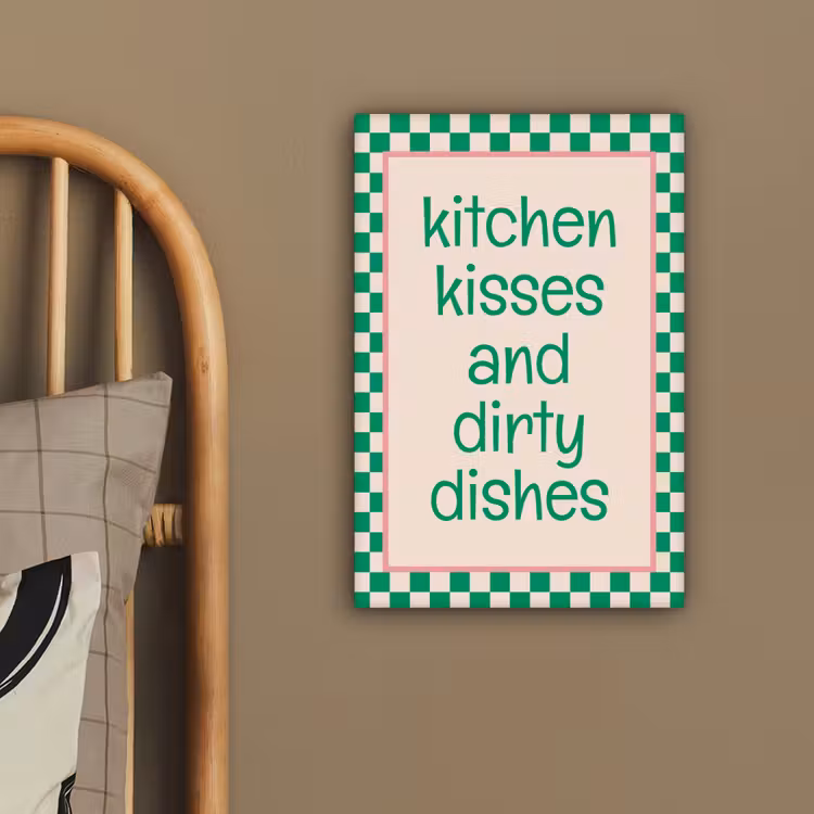 Canvas schilderij - Quote - Groen - Geblokt - Keuken — 3