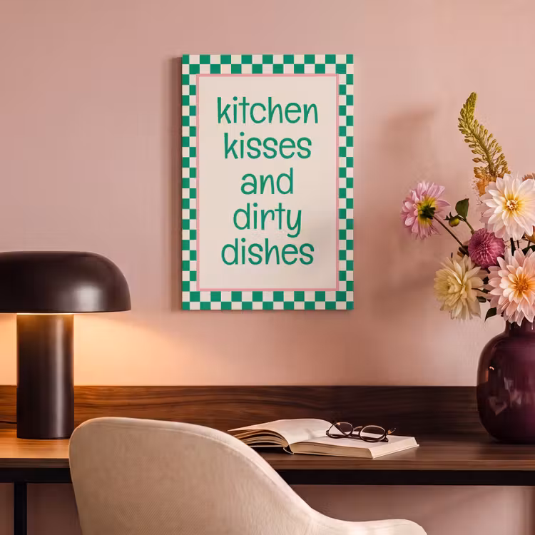 Canvas schilderij - Quote - Groen - Geblokt - Keuken — 4