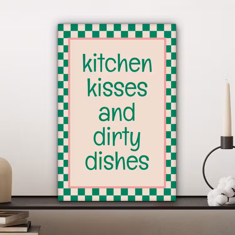 Canvas schilderij - Quote - Groen - Geblokt - Keuken — 5