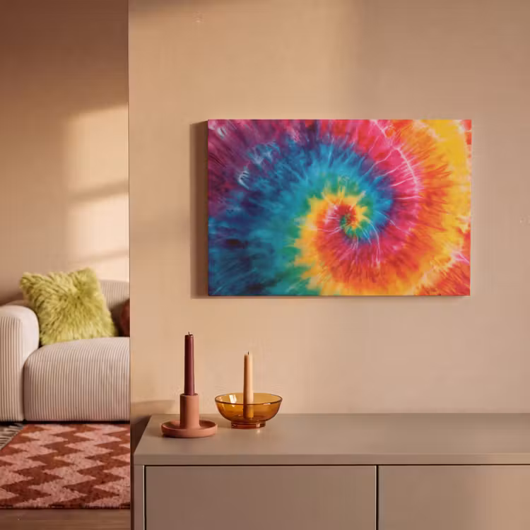 Canvas schilderij - Regenboog - Tie dye - Kleurrijk - Blauw — 2