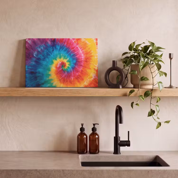 Canvas schilderij - Regenboog - Tie dye - Kleurrijk - Blauw — 3