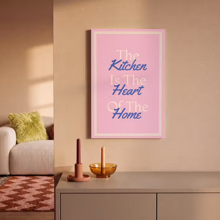 Canvas schilderij - Tekst - Blauw - Keuken - Kader — 2