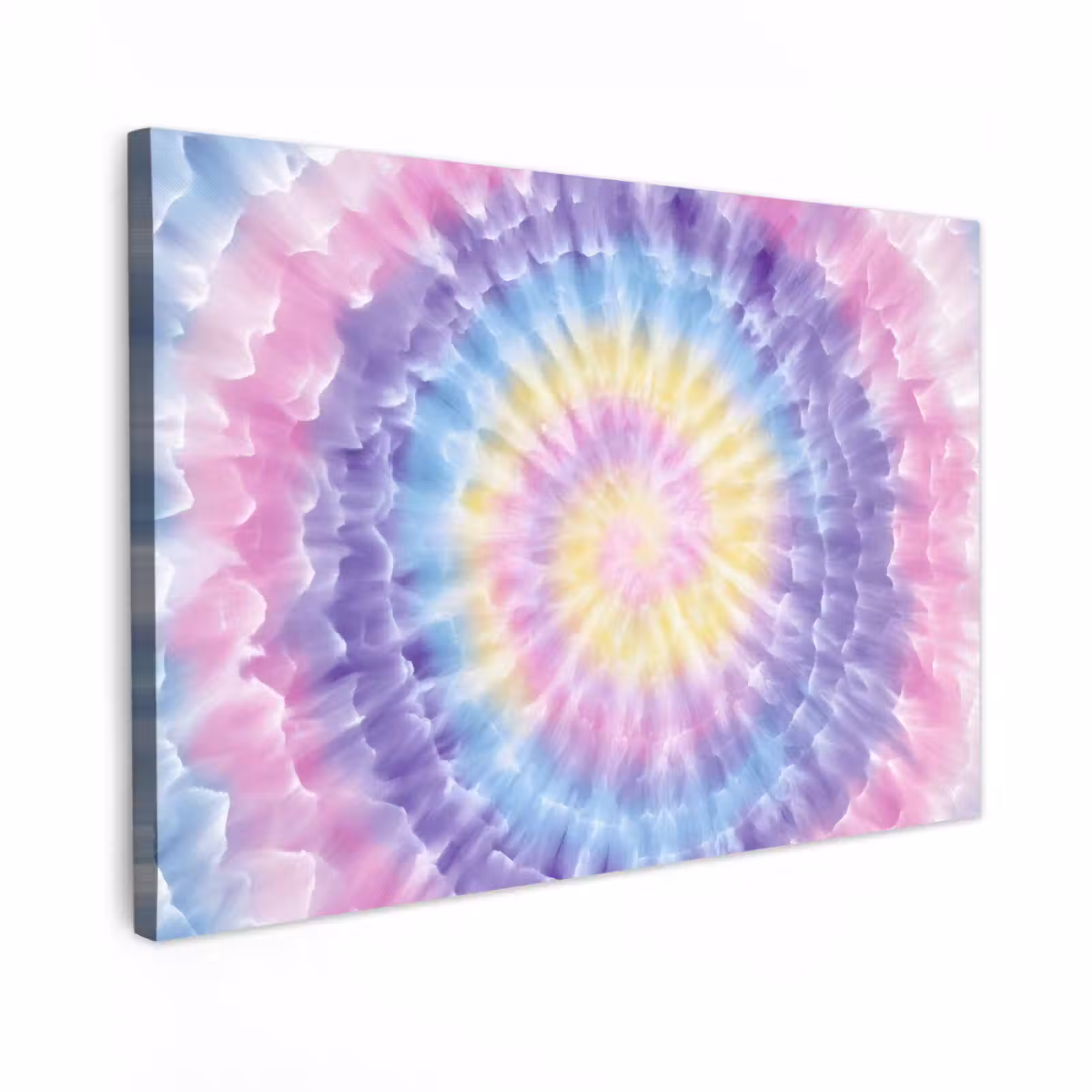 Canvas schilderij - Spiraal - Tie dye - Pasteltinten — 1
