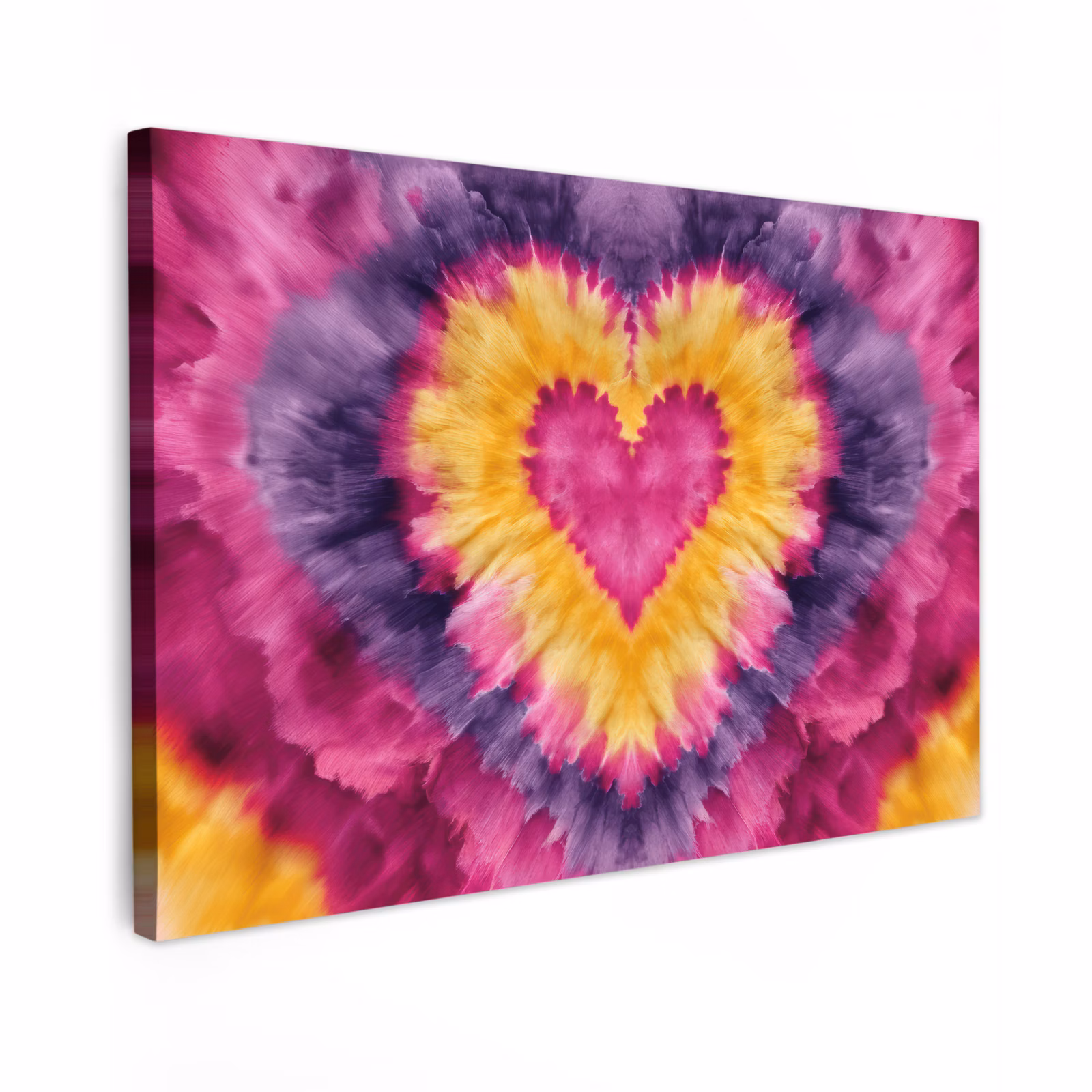 Canvas schilderij - Tie dye - Hartvorm - Vlammen - Oranje — 1