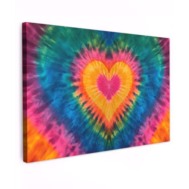 Canvas schilderij - Hart - Tie Dye - Kleurrijk — 1