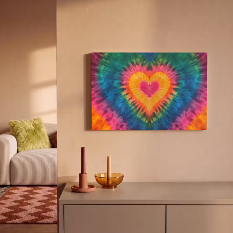 Canvas schilderij - Hart - Tie Dye - Kleurrijk — 2