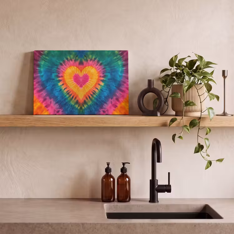 Canvas schilderij - Hart - Tie Dye - Kleurrijk — 3