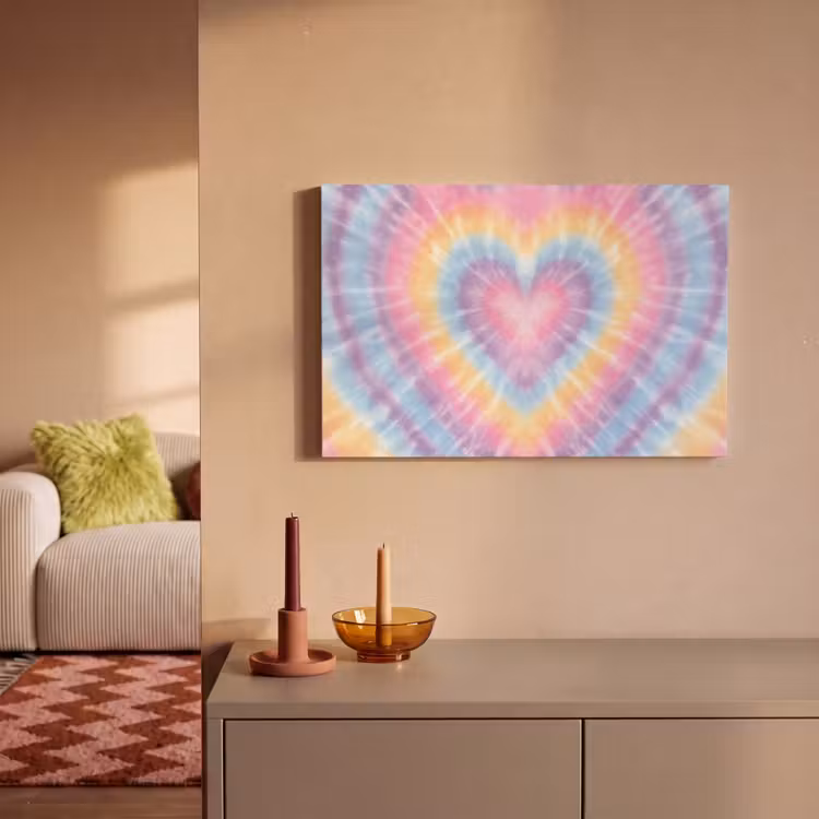 Canvas schilderij - Hartvorm - Pastelkleuren - Tie Dye — 2