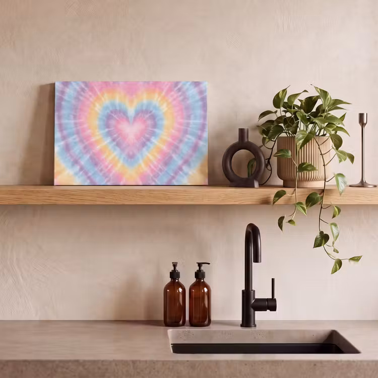 Canvas schilderij - Hartvorm - Pastelkleuren - Tie Dye — 3