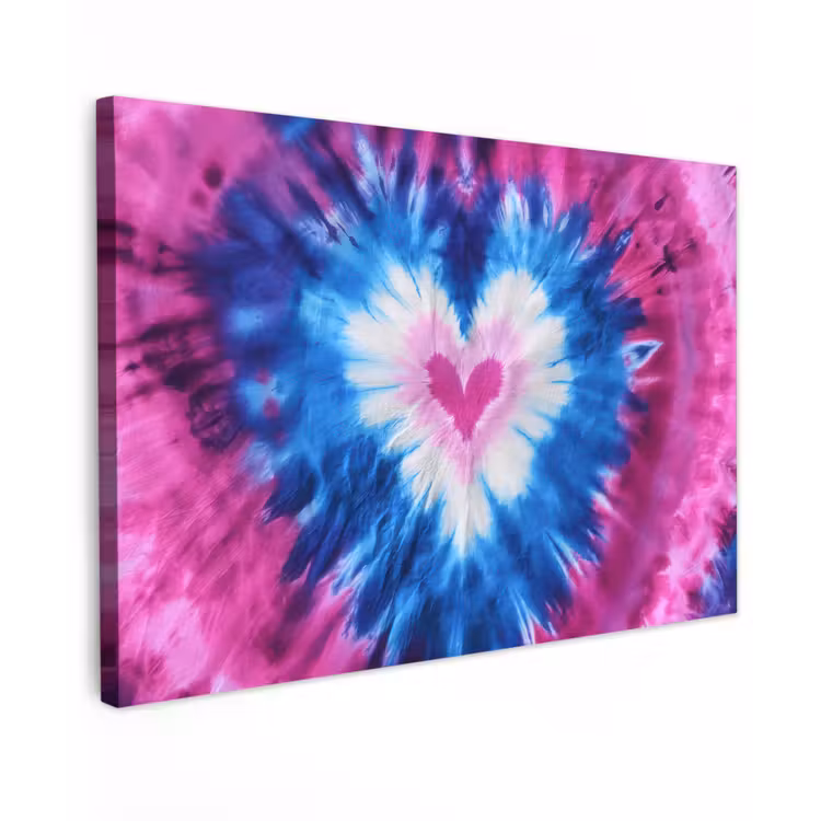 Canvas schilderij - Hartvormig - Tie dye - Paars — 1