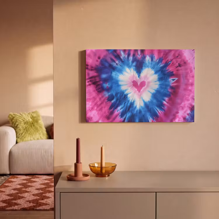 Canvas schilderij - Hartvormig - Tie dye - Paars — 2