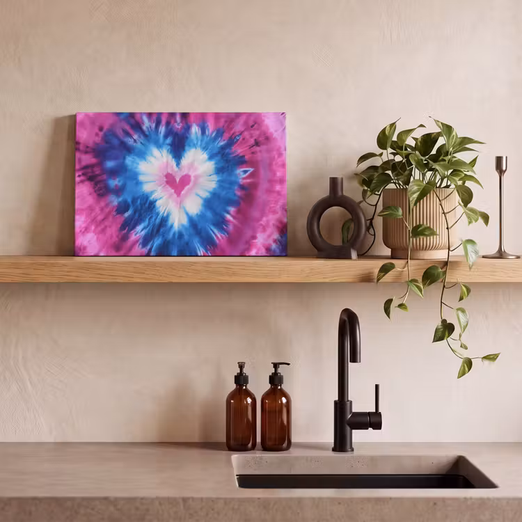 Canvas schilderij - Hartvormig - Tie dye - Paars — 3