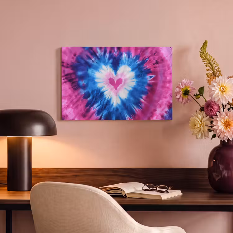 Canvas schilderij - Hartvormig - Tie dye - Paars — 4