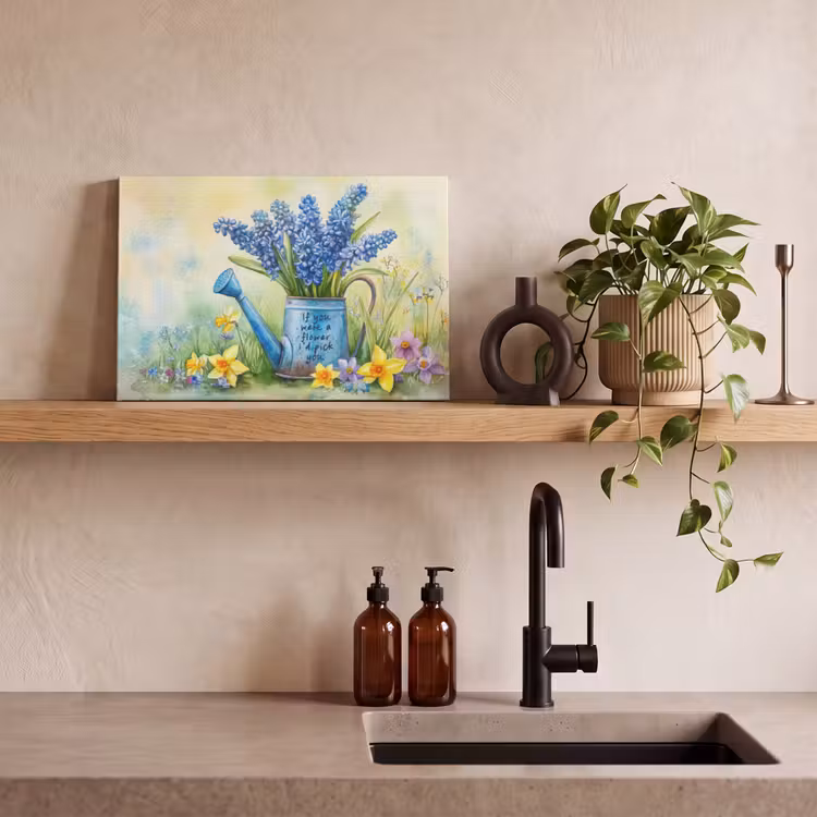 Canvas schilderij - Lavendelbloemen - Quote - Gieter — 3
