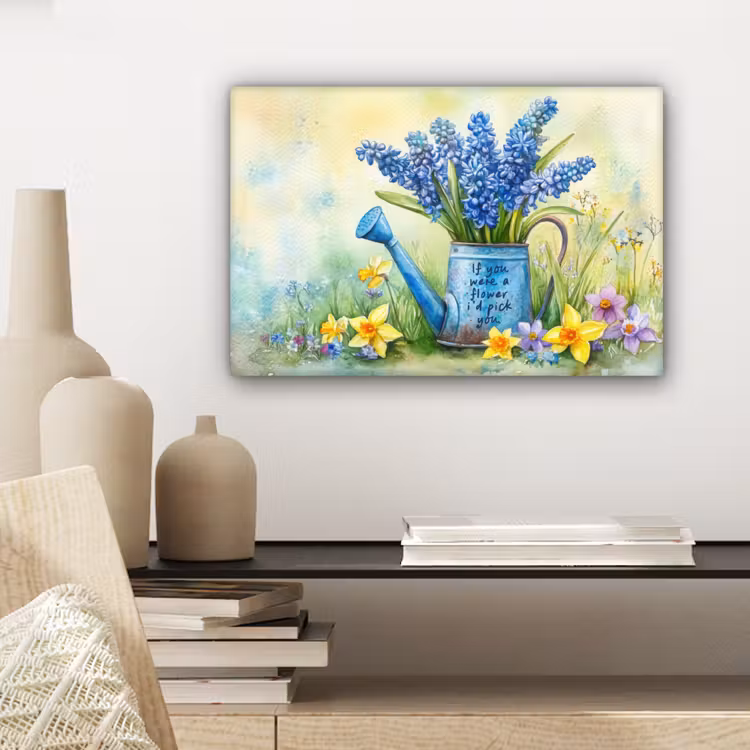 Canvas schilderij - Lavendelbloemen - Quote - Gieter — 5