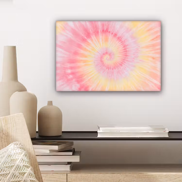 Canvas schilderij - Patroon - Tie Dye - Pasteltinten - Roze — 5