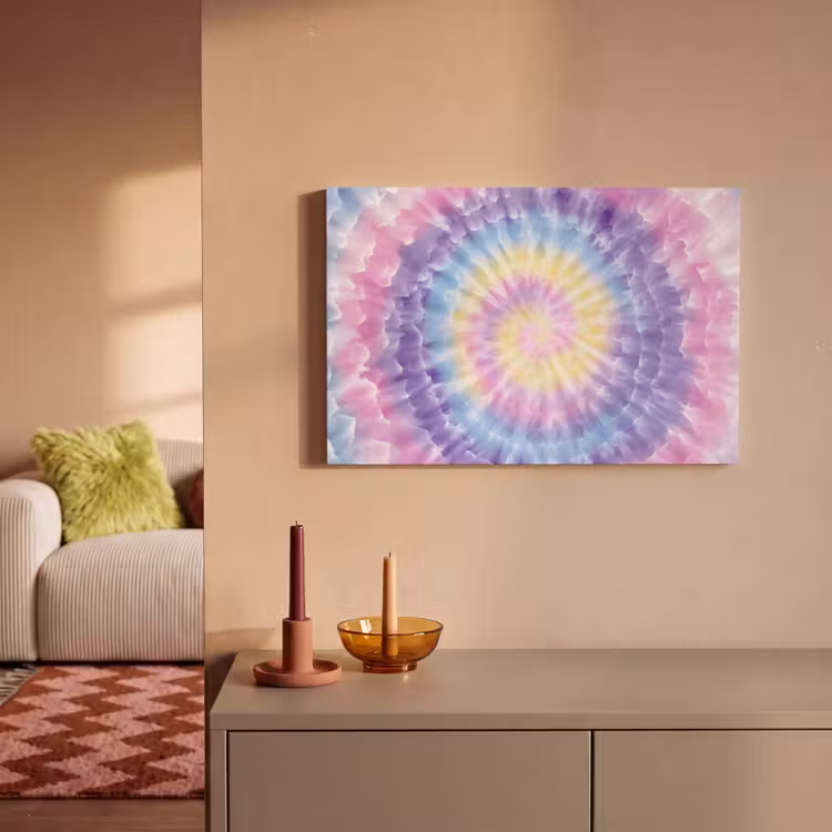 Canvas schilderij - Spiraal - Tie dye - Pasteltinten — 2