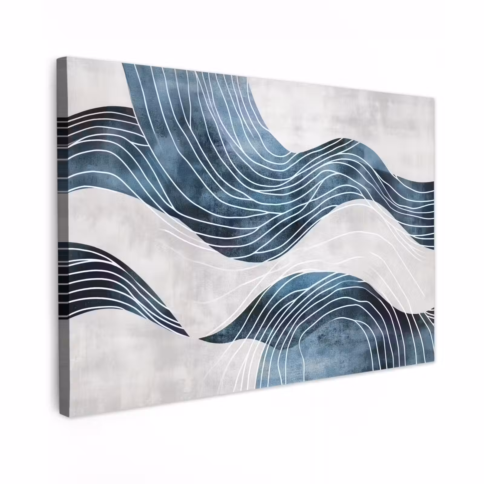 Canvas schilderij - Lijnen - Golven - Abstract - Blauw — 1
