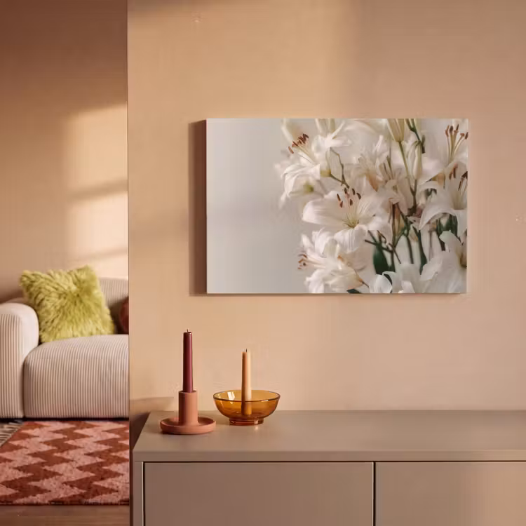 Canvas schilderij - Lelies - Boekte - Wit - Meeldraden — 2