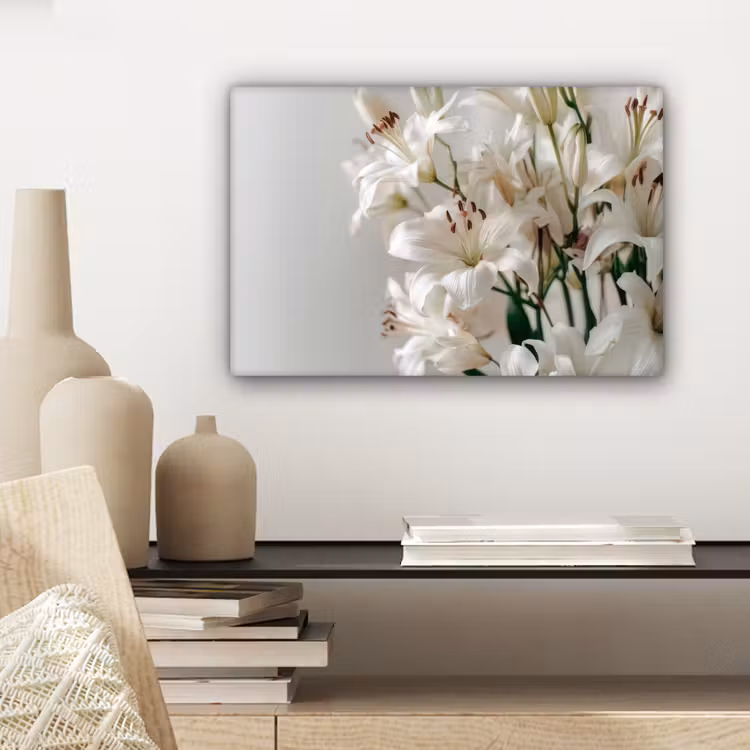 Canvas schilderij - Lelies - Boekte - Wit - Meeldraden — 5